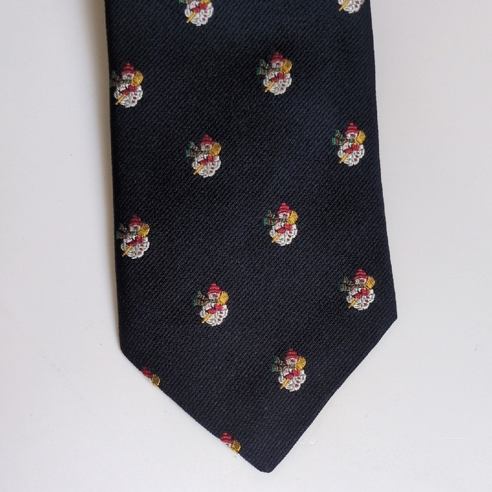 Vtg Robert Talbott Snowman‎ Neck Tie - Navy Blue Silk Blend - England Made - Picture 2 of 5